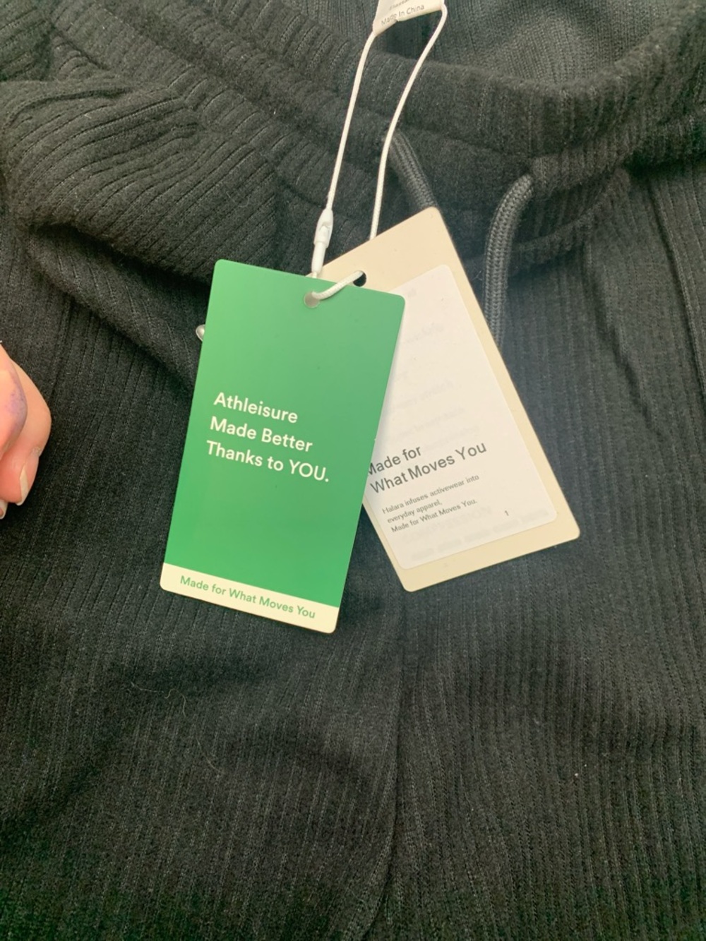 Halara size large new Black Wide-Leg Cargo Pants velour Ribbed casual relaxed - Picture 6 of 12